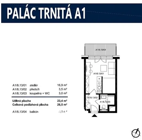 Pronájem bytu 1+kk, Brno, Trnitá, 50 m2