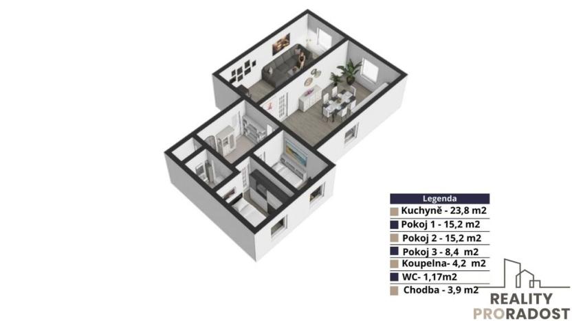 Prodej bytu 3+1, Praha - Bohnice, Kusého, 72 m2