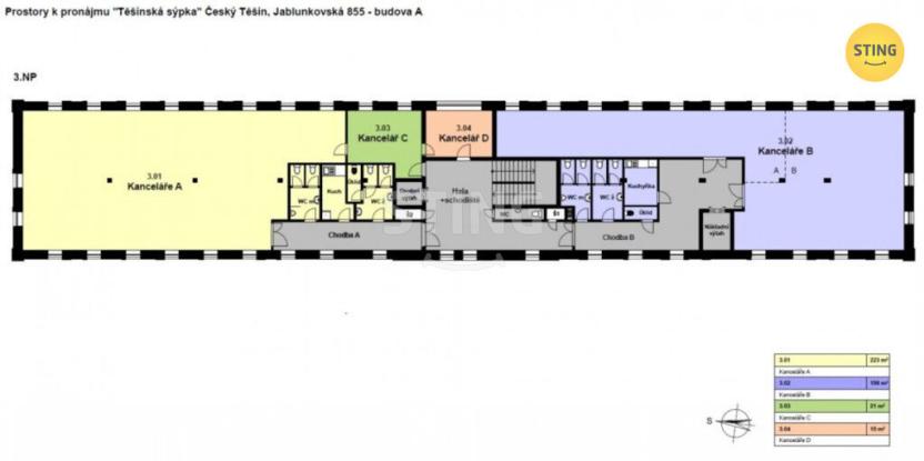 Pronájem kanceláře, Český Těšín, Jablunkovská, 902 m2