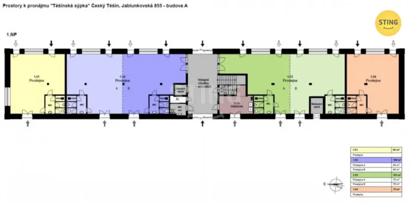 Pronájem kanceláře, Český Těšín, Jablunkovská, 902 m2