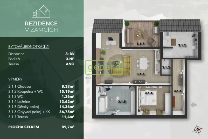 Prodej bytu 3+kk, Praha - Bohnice, V Zámcích, 92 m2