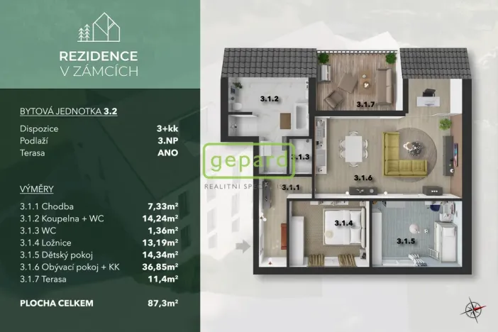Prodej bytu 3+kk, Praha - Bohnice, V Zámcích, 89 m2