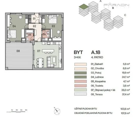 Prodej bytu 3+kk, Praha - Vysočany, Pod Krocínkou, 108 m2