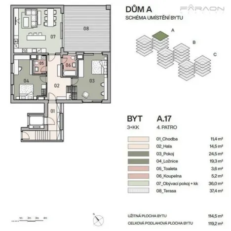 Prodej bytu 3+kk, Praha - Vysočany, Pod Krocínkou, 119 m2