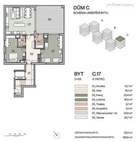 Prodej bytu 3+kk, Praha - Vysočany, Pod Krocínkou, 119 m2