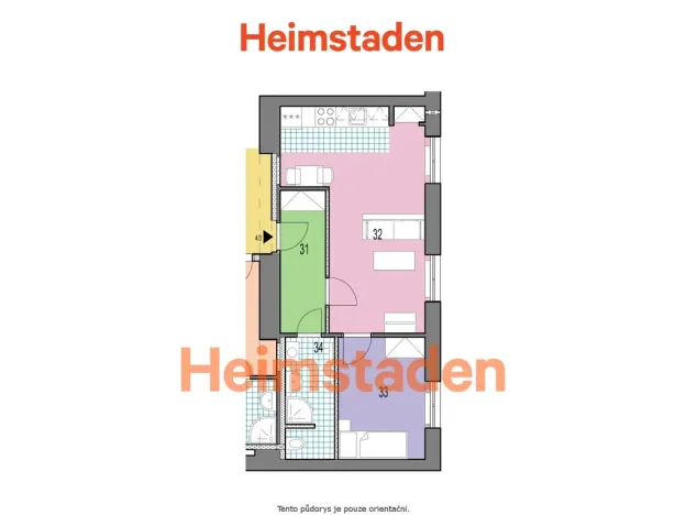 Pronájem bytu 2+kk, Karviná - Nové Město, U Bažantnice, 41 m2