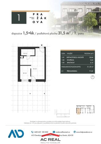 Prodej bytu 1+kk, Brno, Pražákova, 31 m2