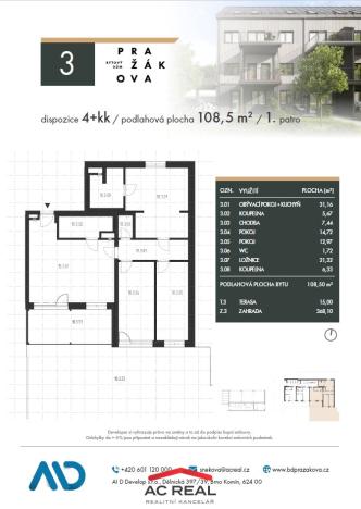 Prodej bytu 2+kk, Brno - Horní Heršpice, Pražákova, 109 m2