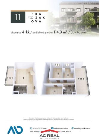 Prodej bytu 4+kk, Brno - Horní Heršpice, Pražákova, 114 m2