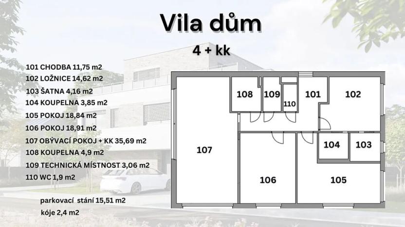 Prodej bytu 4+kk, Průhonice, Pomněnková, 120 m2