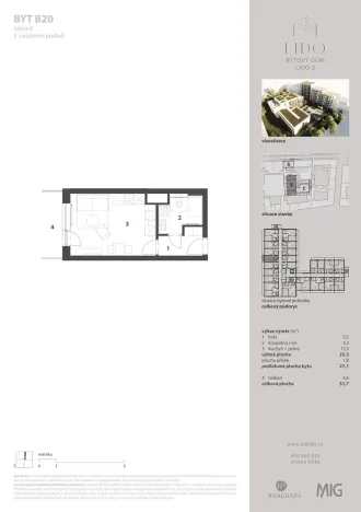Prodej bytu 1+kk, Brno, Spolková, 25 m2