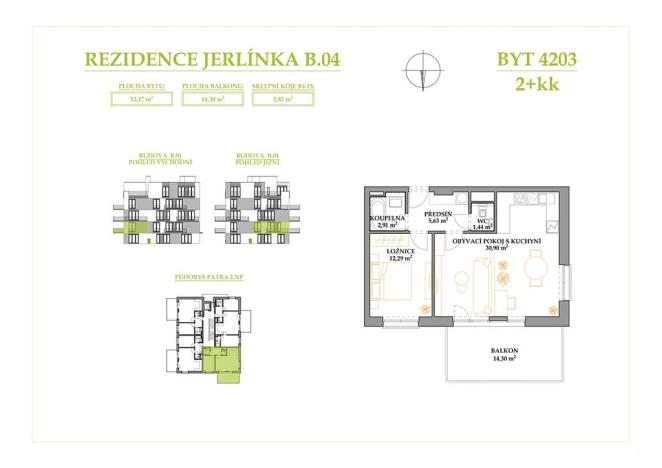 Prodej bytu 2+kk, Brno, Jerlínová, 53 m2