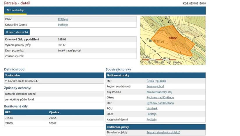 Prodej louky, Potštejn, 52202 m2