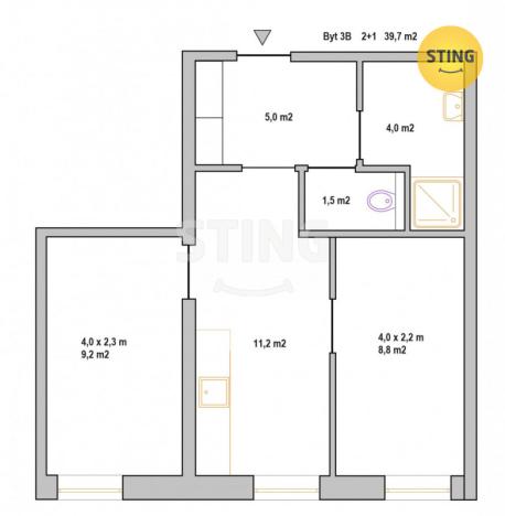 Pronájem bytu 2+1, Ostrava, Starobělská, 40 m2