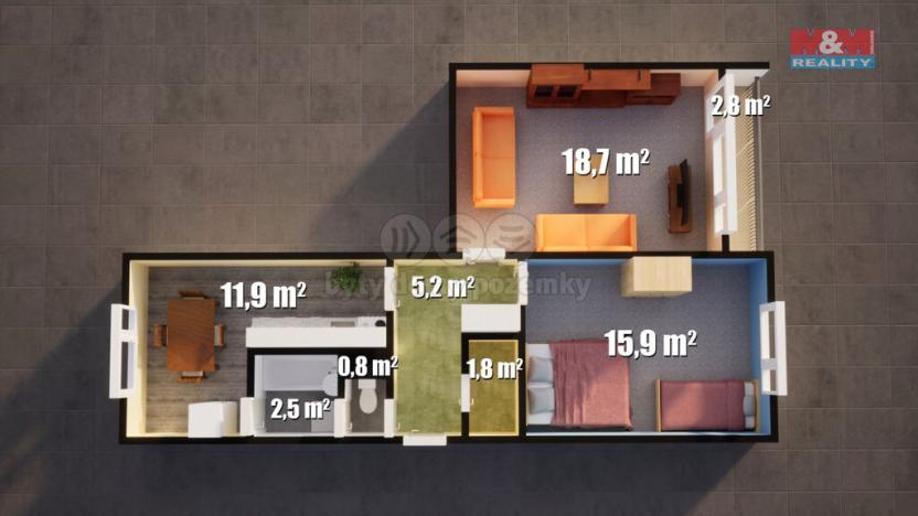 Prodej bytu 2+1, Dobkovice, 57 m2