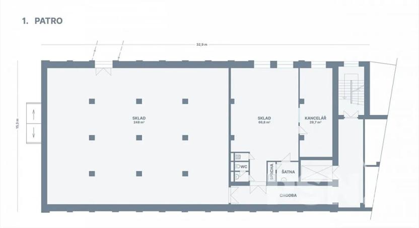 Pronájem skladu, Brno, Komárovské nábřeží, 1451 m2
