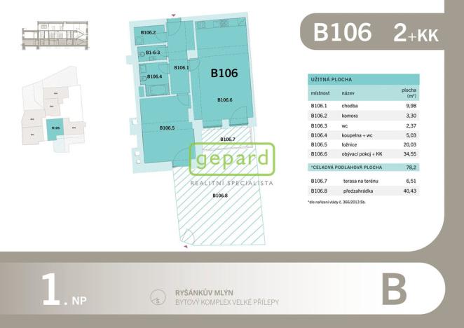 Prodej bytu 2+kk, Velké Přílepy, Pražská, 78 m2