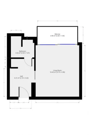 Pronájem bytu 1+kk, Praha - Vysočany, Paříkova, 27 m2