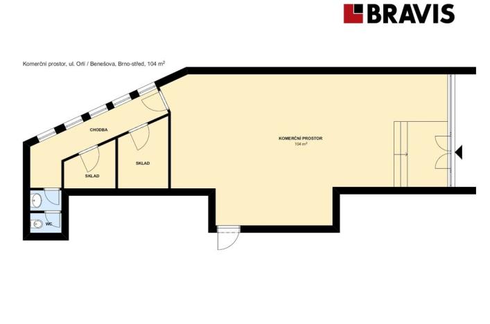 Pronájem obchodního prostoru, Brno - Brno-město, Orlí, 104 m2