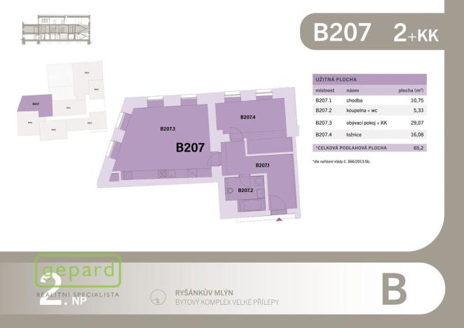 Prodej bytu 2+kk, Velké Přílepy, Pražská, 65 m2