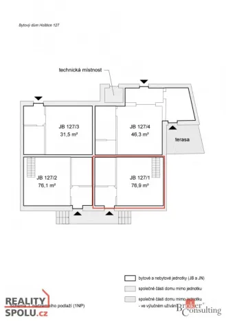 Prodej bytu 2+kk, Hoštice, 77 m2