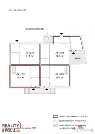 Prodej bytu 2+kk, Hoštice, 76 m2