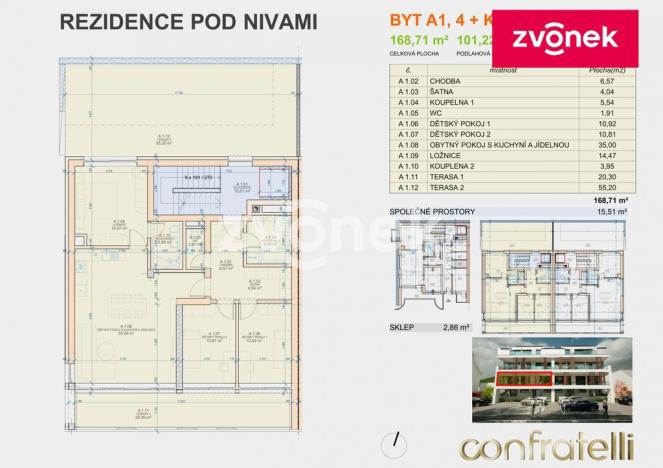 Prodej bytu 4+kk, Zlín, Pod Nivami, 168 m2