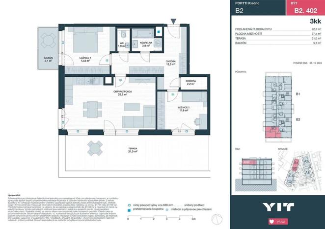 Prodej bytu 3+kk, Kladno, Ke stadionu, 76 m2