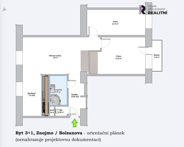 Prodej bytu 3+1, Znojmo, Bolzanova, 64 m2