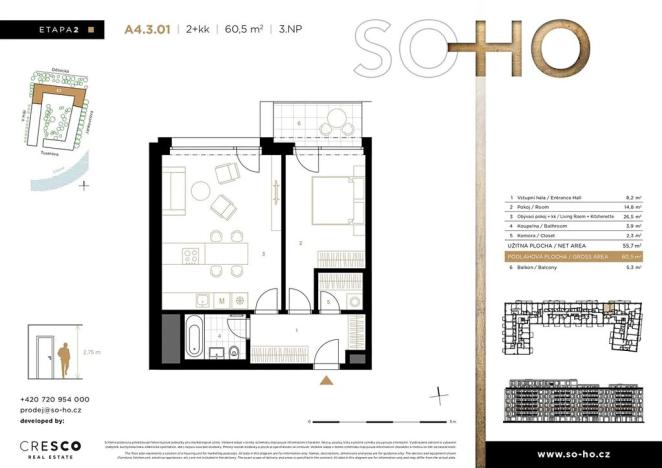 Prodej bytu 2+kk, Praha - Holešovice, V háji, 66 m2