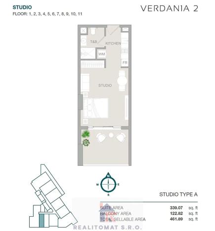 Prodej bytu 2+kk, Dubaj, Spojené arabské emiráty, 73 m2