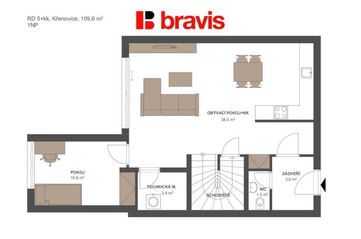 Prodej rodinného domu, Křenovice, Široká, 110 m2