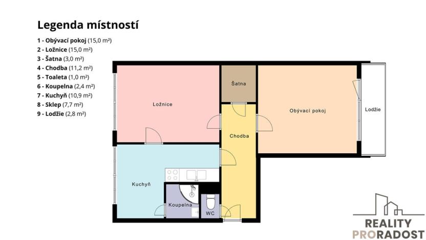 Prodej bytu 2+1, Hodonín, G. Preissové, 66 m2