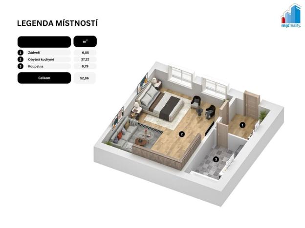 Prodej bytu 1+kk, Chotěšov, Plzeňská, 53 m2