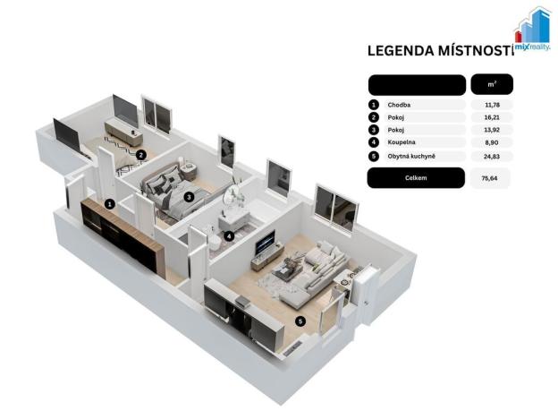 Prodej bytu 3+kk, Chotěšov, Plzeňská, 76 m2