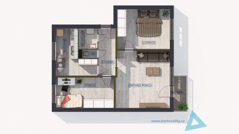 Prodej bytu 3+1, Nová Paka, Pražská, 61 m2