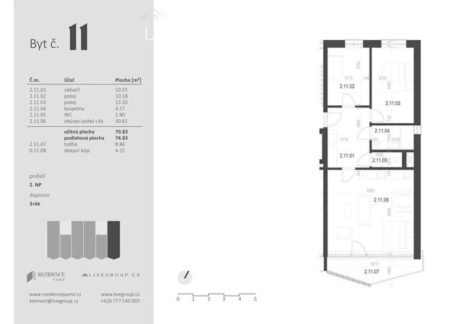 Prodej bytu 3+kk, Zbýšov, čtvrť Padělky, 74 m2