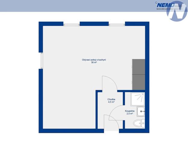 Pronájem bytu 1+kk, Husinec, Komenského, 35 m2