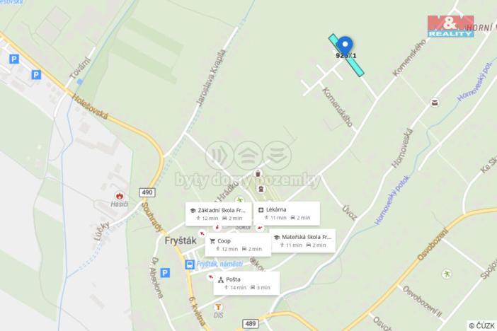 Prodej pozemku pro bydlení, Fryšták, Komenského, 1987 m2