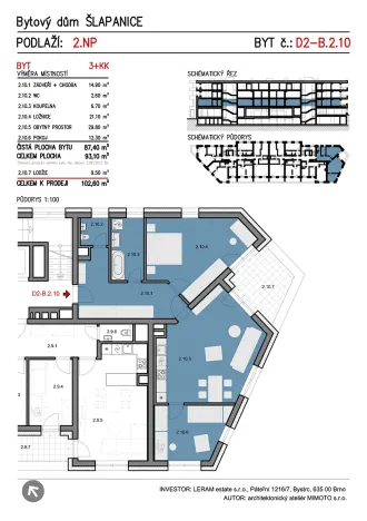 Prodej bytu 3+kk, Šlapanice, 103 m2