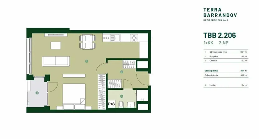 Prodej bytu 1+kk, Praha - Hlubočepy, Silurská, 53 m2