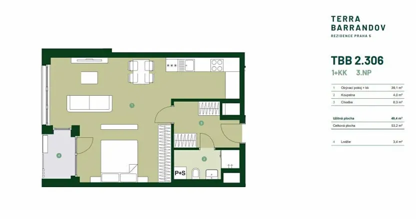 Prodej bytu 1+kk, Praha - Hlubočepy, Silurská, 53 m2