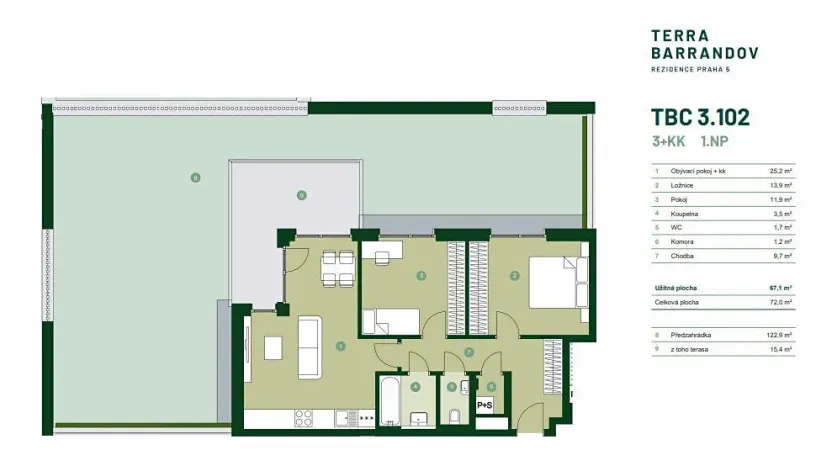 Prodej bytu 3+kk, Praha - Hlubočepy, Silurská, 72 m2