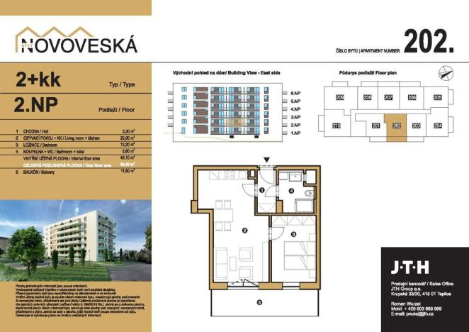 Prodej bytu 2+kk, Teplice, Novoveská, 61 m2