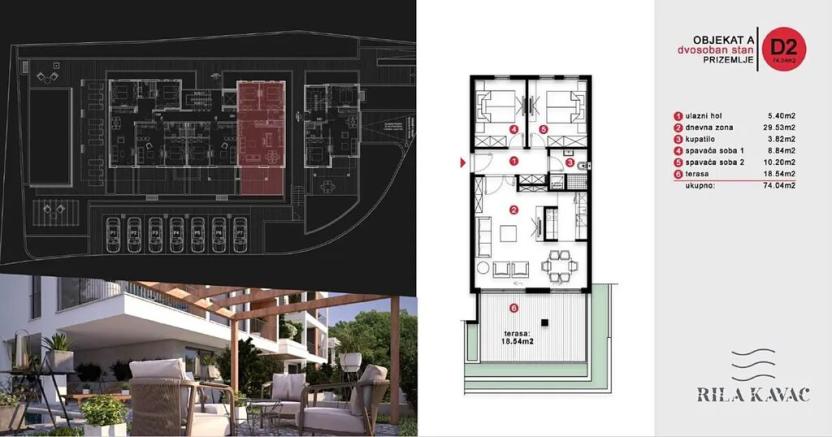 Prodej bytu 2+kk, Кавач, Černá Hora, 33 m2
