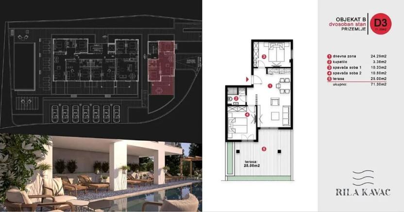 Prodej bytu 2+kk, Кавач, Černá Hora, 33 m2