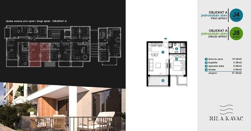 Prodej bytu 2+kk, Кавач, Černá Hora, 33 m2
