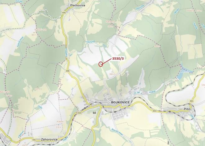 Dražba pozemku, Bojkovice, 537 m2