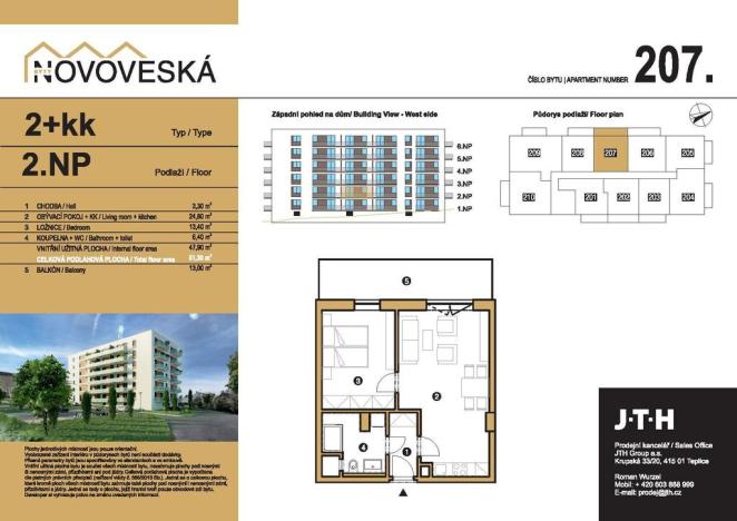 Prodej bytu 2+kk, Teplice, Novoveská, 51 m2