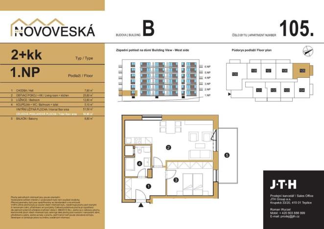 Prodej bytu 2+kk, Teplice, Novoveská, 54 m2